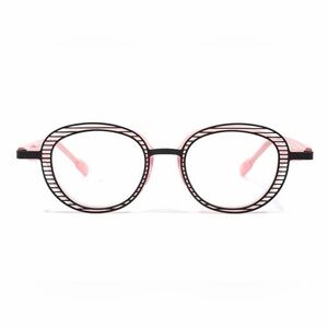 Designer Direct! Eye 4 Eye LA - NIB Oval Pink and Black Striped Eyeglass Frames